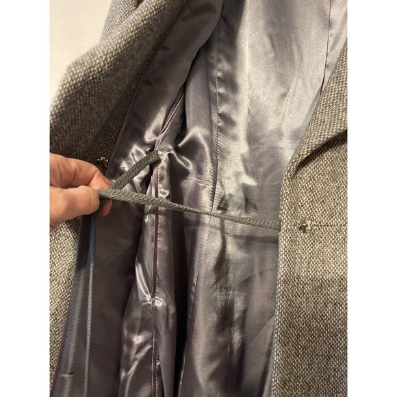 Calvin Klein NWOT Wool Blend Double Breasted Gray Snap Tie Front Coat Women’s 12 - Picture 6 of 7